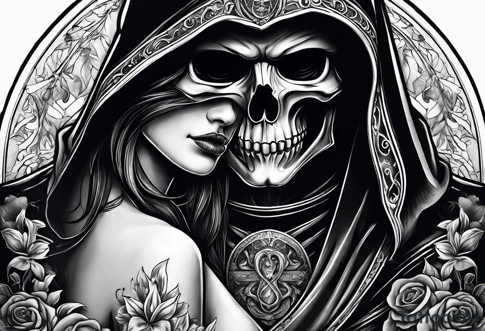 Grim reaper falls in love with human girl tattoo idea