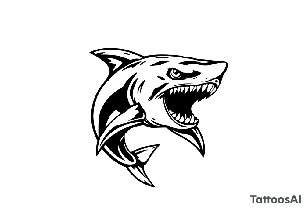Masculine strong shark flowing tattoo idea