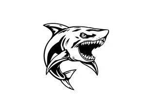 Masculine strong shark flowing tattoo idea