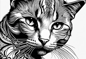 Black and white cat tattoo idea