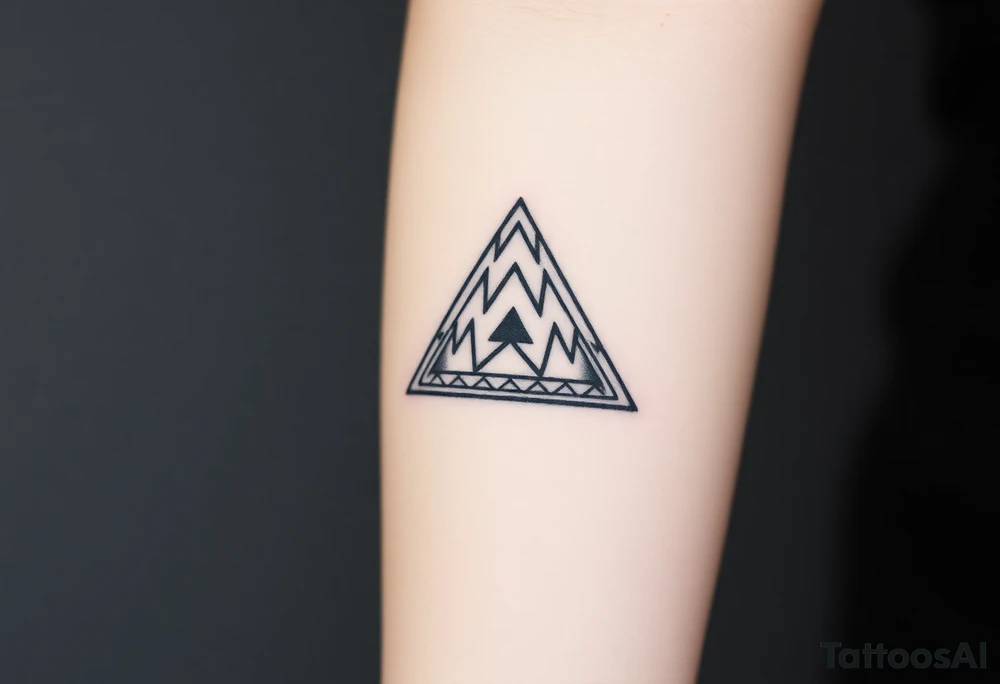 Geometric small triangle about different paths in life merge together and become stronger together while being psychedelic tattoo idea