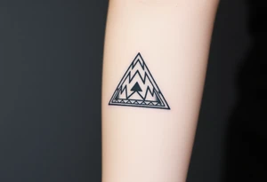 Geometric small triangle about different paths in life merge together and become stronger together while being psychedelic tattoo idea