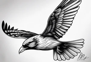 Make a preview of Bird in Flight.
This tattoo should be mark as a sign of freedom.
The tattoo should be on the leg tattoo idea