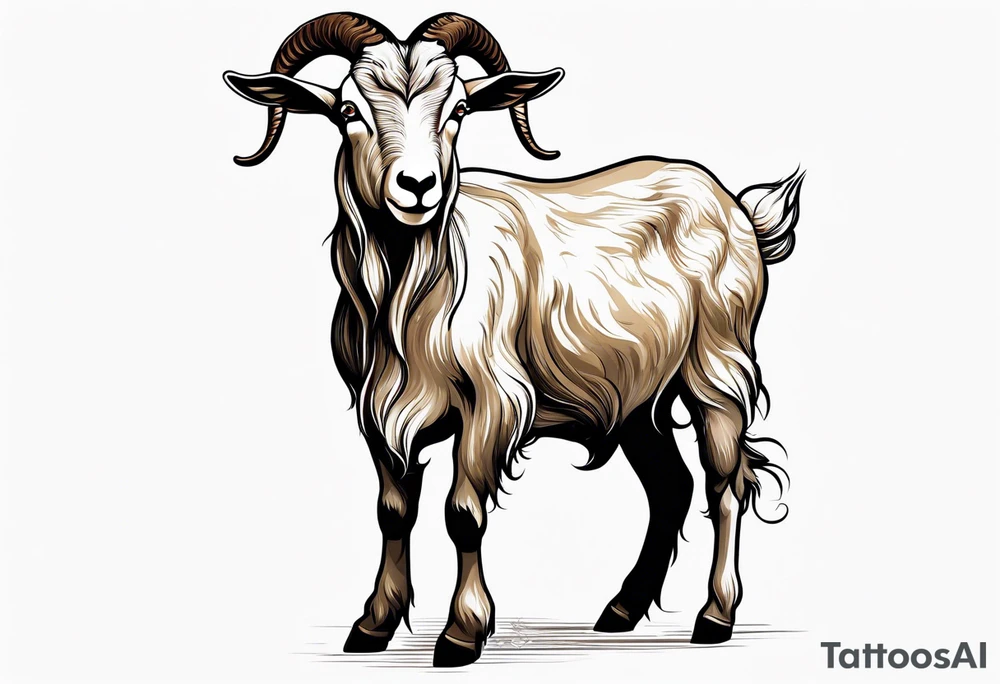 goat standing in two legs tattoo idea