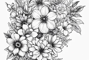 March, April June November December birth flowers tattoo idea