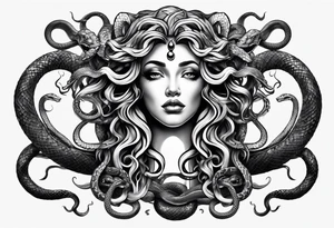 beautiful but mysterious medusa with the snakes clearly showing zoomed out tattoo idea