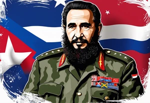 Make a tattoo a cuban flag that demonstrates the love and pride of my origins with fidel castro tattoo idea