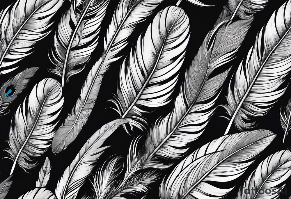 pen wrapped in feather tattoo idea