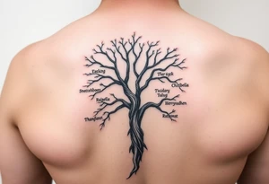 Family tree of 8 with names for woman tattoo idea