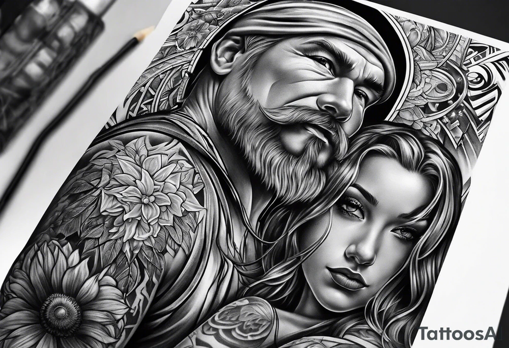 Father son half sleeve tattoo idea