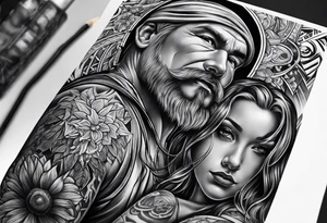 Father son half sleeve tattoo idea