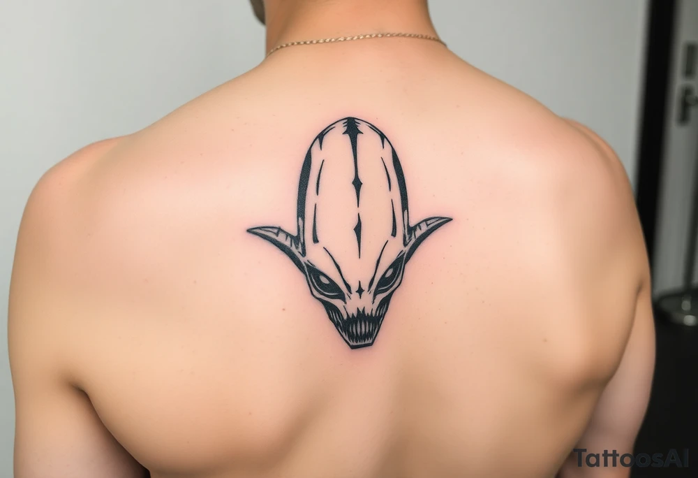 A stencil style drawing of an alien tattoo idea