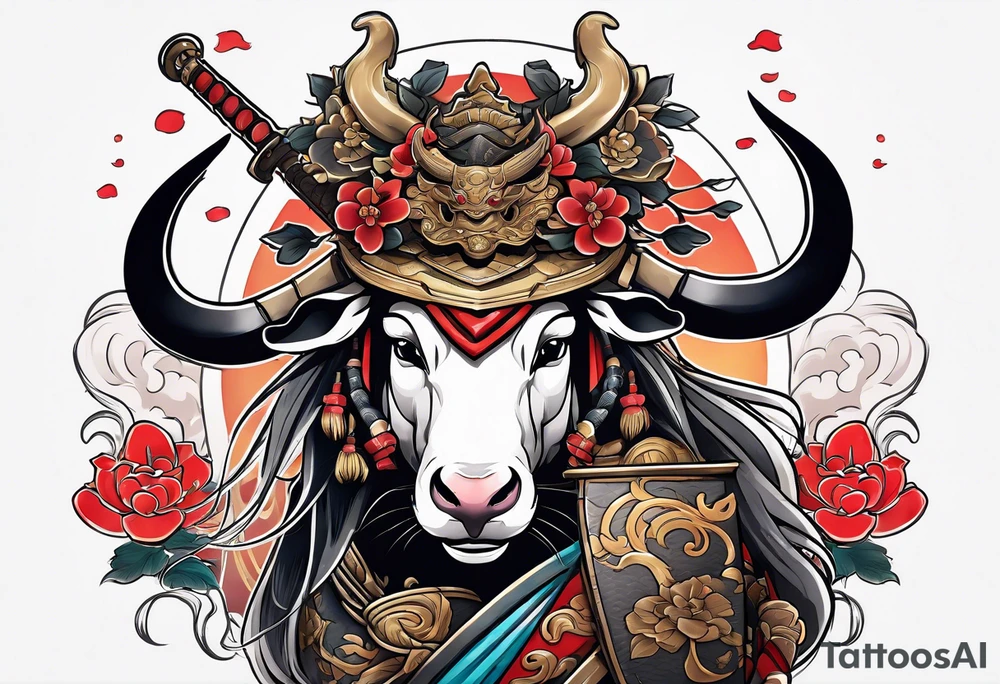 Female shogun warrior rat, riding a war ox tattoo idea