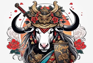 Female shogun warrior rat, riding a war ox tattoo idea