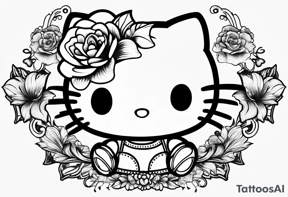 hello kitty with a mask on her face tattoo idea