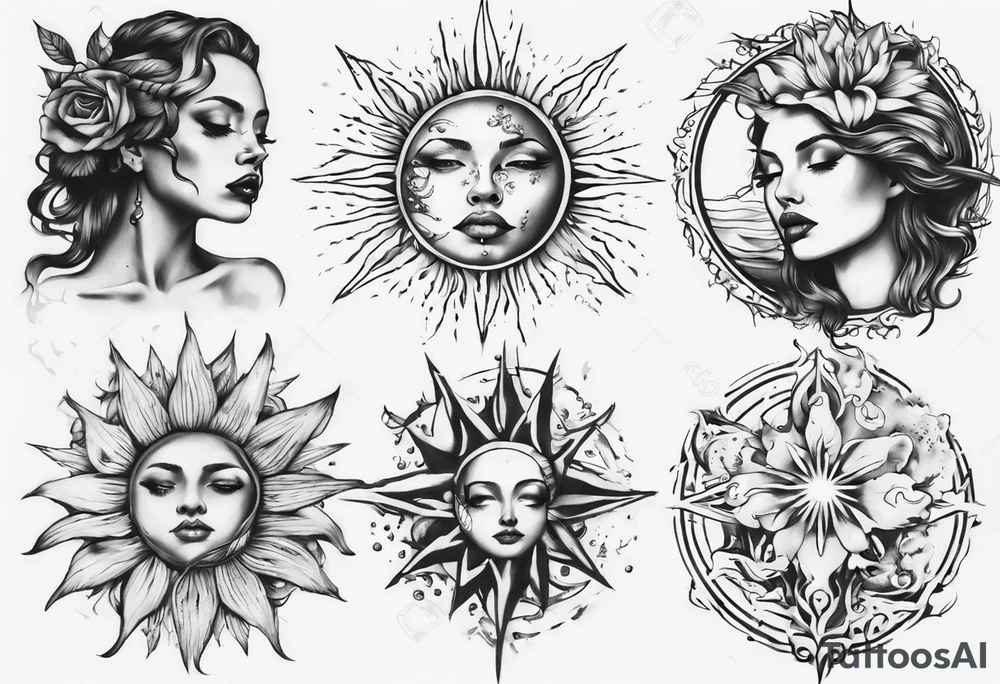 Wasser Nymphe Sonne tattoo idea