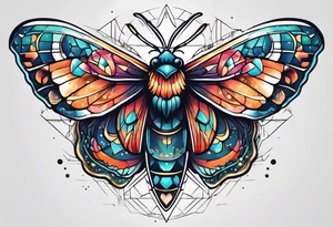 small Moth flying into outer space tattoo idea