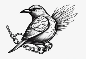 bird wrapped in chain tattoo idea