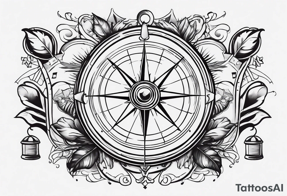 compass, playing cards, dice, horse, eagle, and wild west sleeve tattoo idea