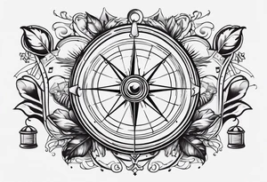 compass, playing cards, dice, horse, eagle, and wild west sleeve tattoo idea