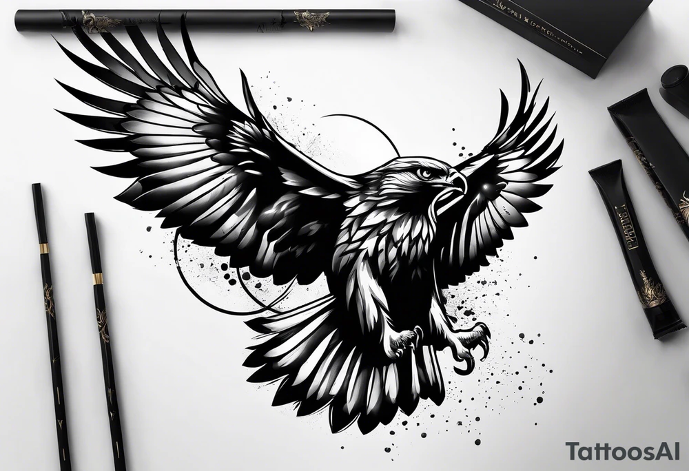 Hawk flying down on forearm tattoo idea