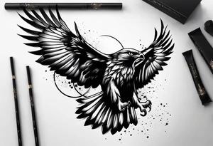 Hawk flying down on forearm tattoo idea