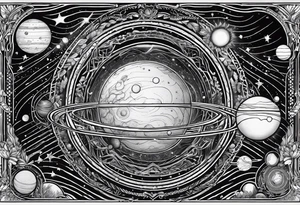 Fine line solar system tattoo tattoo idea