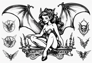 Fairy riding on top of a bat tattoo idea