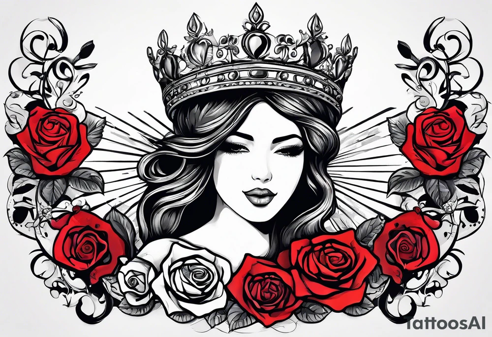 the rose queen's crown with a heart tattoo idea