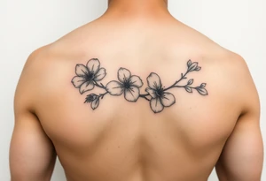 delicate dogwood branch with flowers tattoo idea