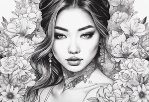 真爱永不消亡 Written within flowers tattoo idea