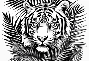 tiger climbing palm tree tattoo idea