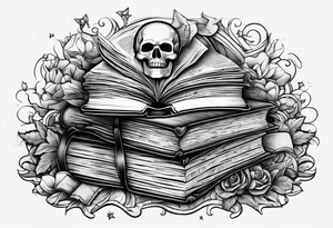 a stack of books with jigsaw puzzle piece lines throughout tattoo idea