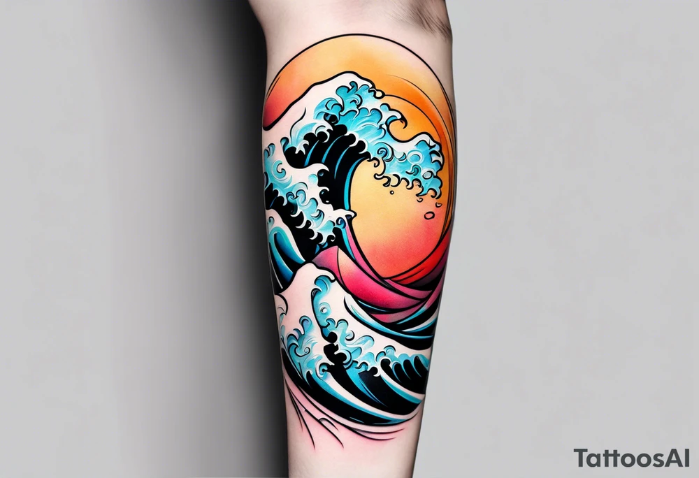 simple wave for outside forearm tattoo idea
