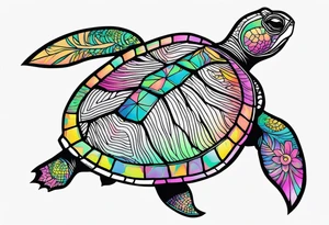 tropical psychedelic turtle, from above tattoo idea