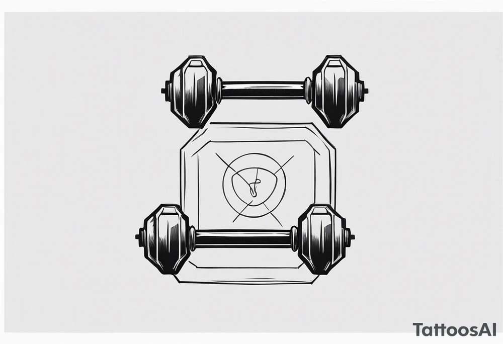 A simple hammer, a kettlebell, a barbell tattoo idea