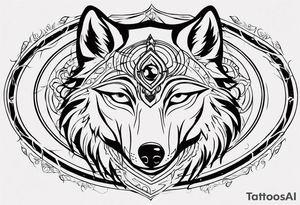 Wolf with woman eye tattoo idea