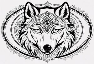 Wolf with woman eye tattoo idea