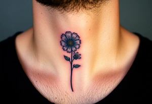 Viola odorata & Aster tattoo on throat tattoo idea