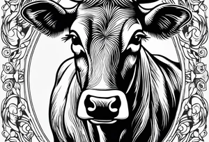 cow linework tattoo idea
