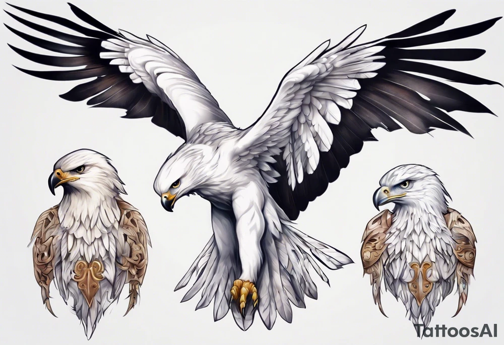 A spirit guide in the form of a white hawk tattoo idea