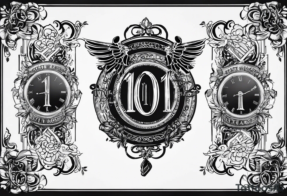 roman numeral 10.7.17 over the words Rest In Heaven tattoo idea