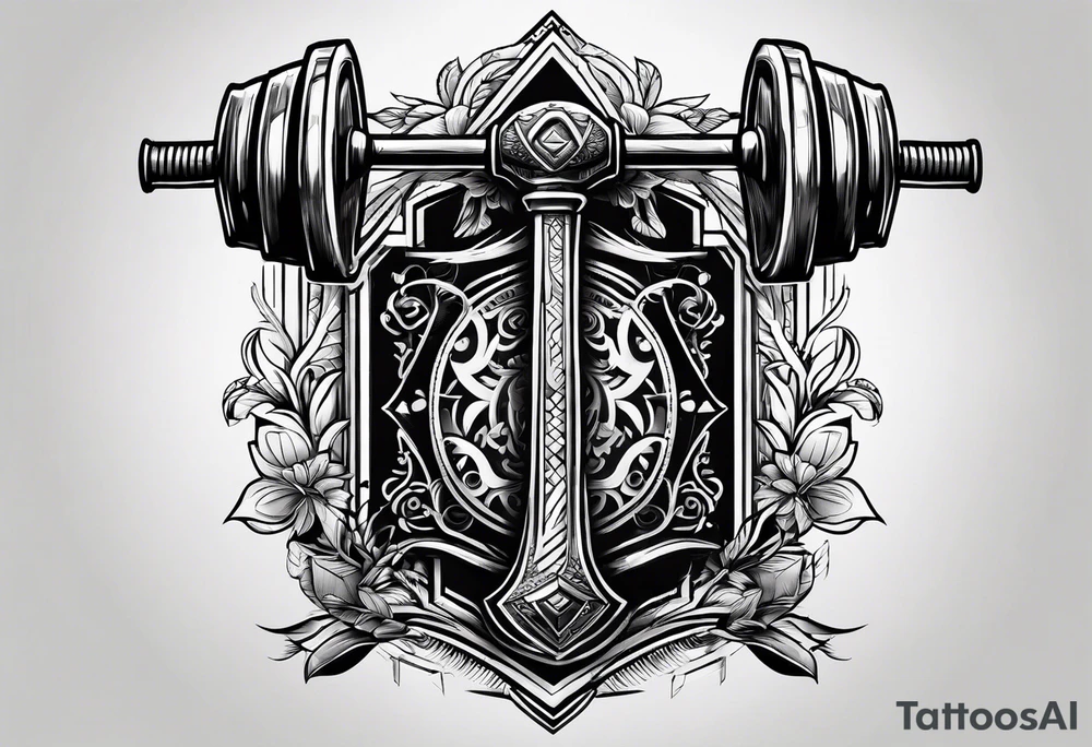A hammer and a barbell tattoo idea