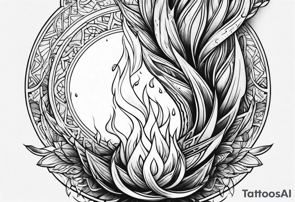 Burning torch turning into water tattoo idea