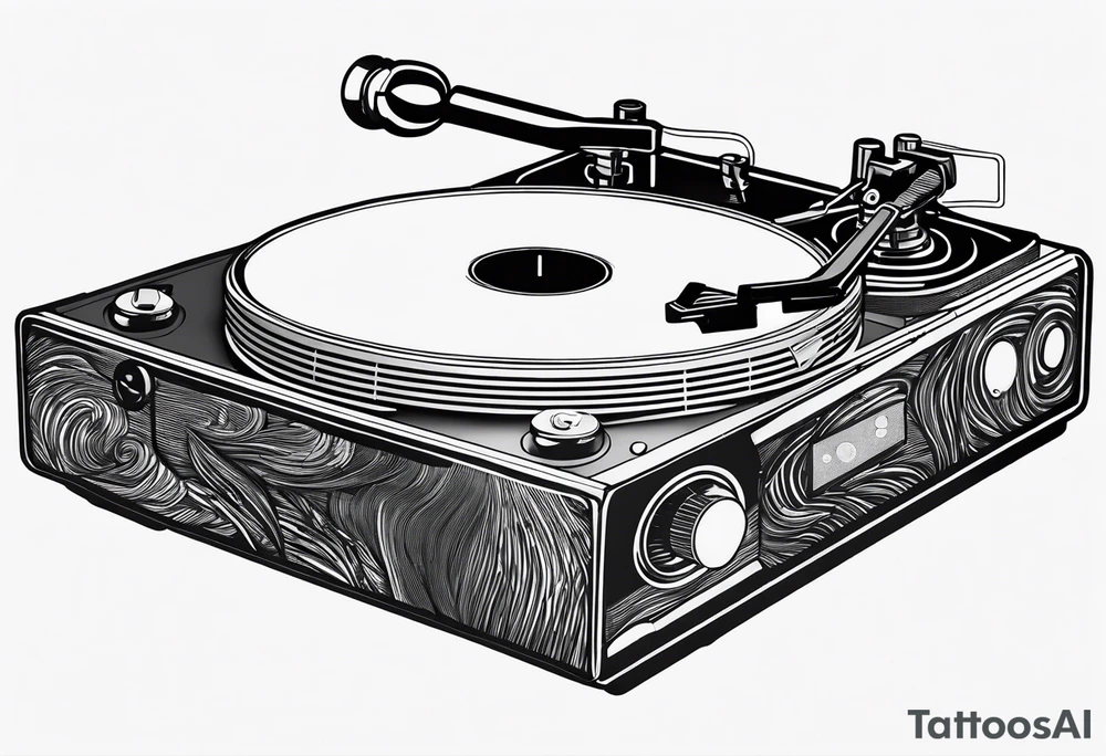 Recordplayer finline art minimalistic tattoo idea