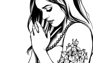 Woman praying with rosary tattoo tattoo idea