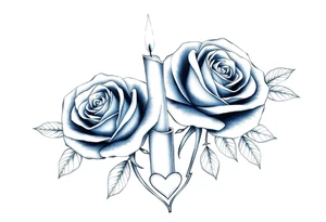 blue,Passed love one, two roses, two candles, hearts tattoo idea