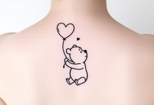 Winnie the pooh with a big heart balloon tattoo idea