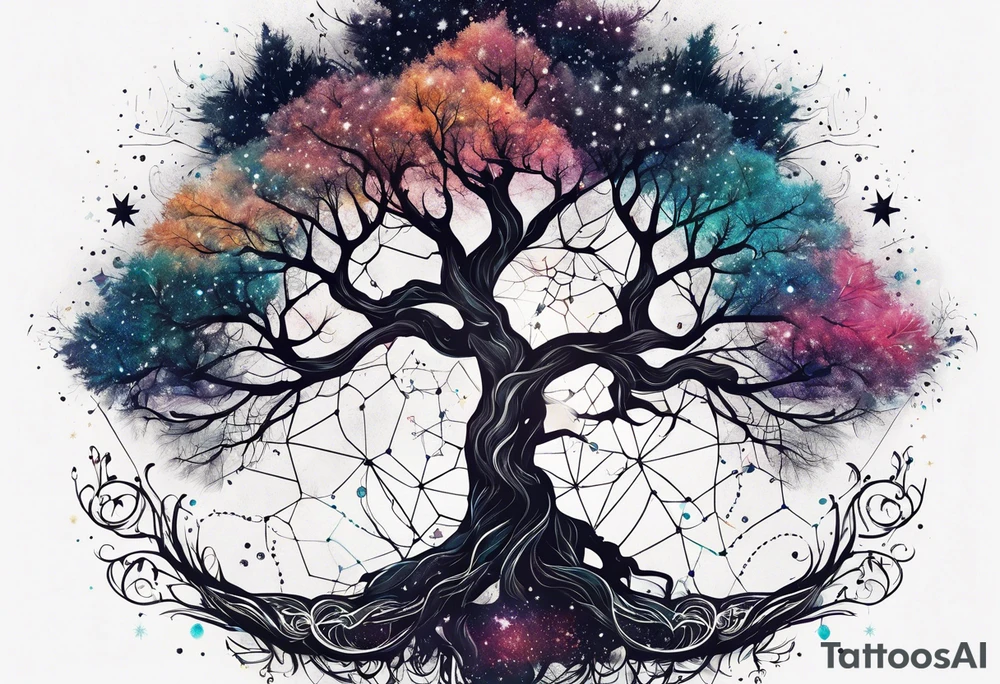 Constellation, tree , snowflake tattoo idea