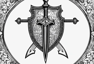 shield with crossed swords tattoo idea